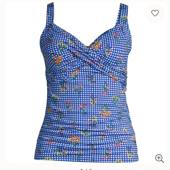Lands' End Other - Lands' End Blue Floral V-Neck Wrap Underwire Tankini Swimsuit Top